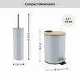 thumbnail image 4 of Light Blue Bathroom Set with Bamboo Lid - Matte Metal Trash Can and Toilet Brush, 4 of 8