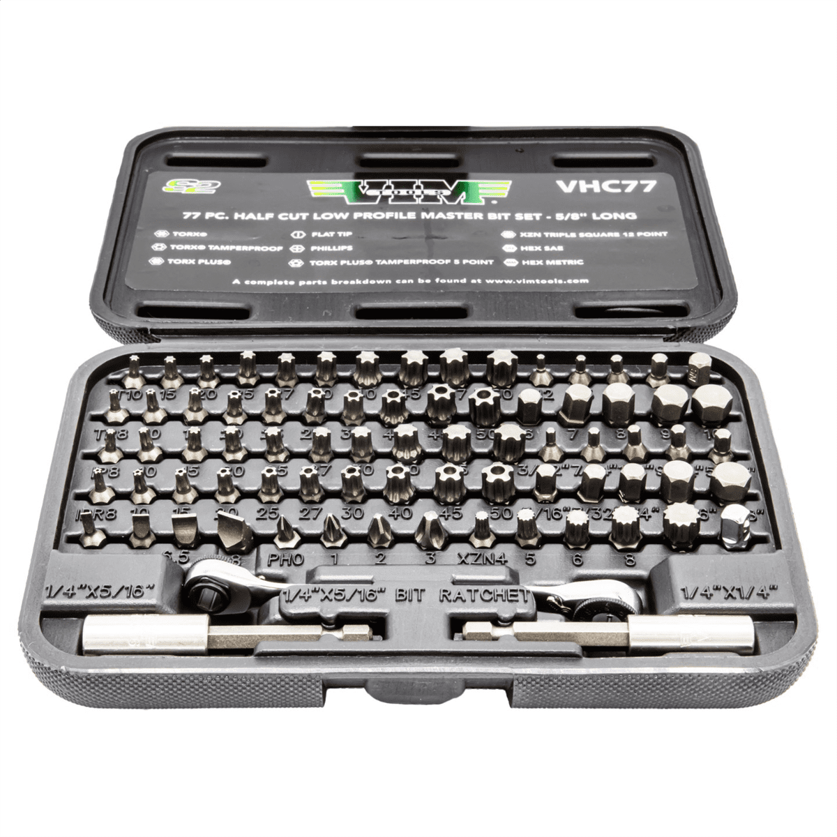 VIM Tools VHC77 Stubby Bit Set Half Cut Design with Low Clearance