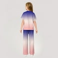 thumbnail image 3 of Abcomgle Girls 2 Piece Outfits Size 10-12 Gradient Short Sleeve Tee Top and Wide Leg Pants Set Cute Trendy Girls Activewear Sets,5-6 Years, 3 of 4