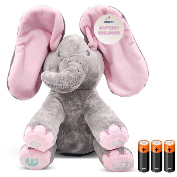 Dimple Kaia Interactive Singing Elephant Plush with Musical Peek-A-Boo, Stuffed Animal for Babies, Kids & Toddlers, Ages 0 and Up, Battery Included