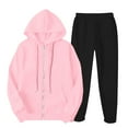 thumbnail image 2 of Fanxing Teen Girls Casual Zip Up Hoodie Sweatsuit Y2K Sweatshirts 2pcs Tracksuit Set Jogger Clothes Outfits for Women Workout Loungewear S-3XL, 2 of 7