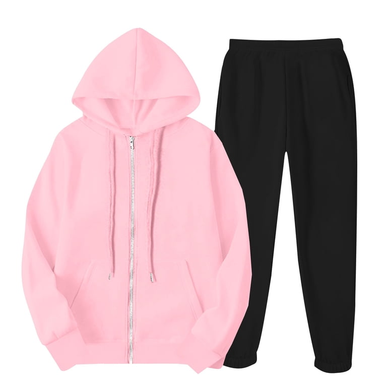 Fanxing 2025 Clearance Teen Girls Casual Zip Up Hoodie Sweatsuit 