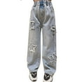 thumbnail image 5 of Youmylove Baggy Jeans for Girls Denim Elastic Waist Wide Leg Pants Embroidery Vintage Jeans Clothing Teen Girls Jeans Fashionable Trousers 5-6 Years, 5 of 5