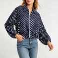 thumbnail image 6 of SBYOJLPB Women's Polka Dot Coat Trendy Turndown Collar Long-sleeved Outwear with Zipper and Pockets, 6 of 6