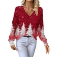thumbnail image 2 of Chandails d'Hiver Grande Taille pour Femmes Chandails de Noël pour Femmes 2025 Col Rond Hiver Vacances Mignons Pulls Vin TG, 2 of 7