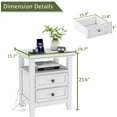 thumbnail image 2 of BLANKSPACE White Nightstand with Charging Station,Bedside End Table with 2 Drawers and Open Shelf for Bedroom, Sofa Side Cabinet for Living Room, 2 of 14