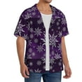 thumbnail image 4 of KLL Snowflake Gradient Purple Print Men's Shirt Short Sleeve Button Down Summer Cuba Beach Shirts- X-Large, 4 of 7