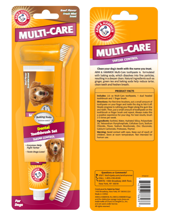 Arm & Hammer Multi-Care Tartar Control Enzymatic Dog Toothbrush &  Toothpaste Kit 