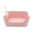 thumbnail image 3 of GROWTH TANK Cat Litter Box Kitty Litter Pan Splashproof Bedpan for Indoor Cats Easy to Clean Pink, 3 of 9