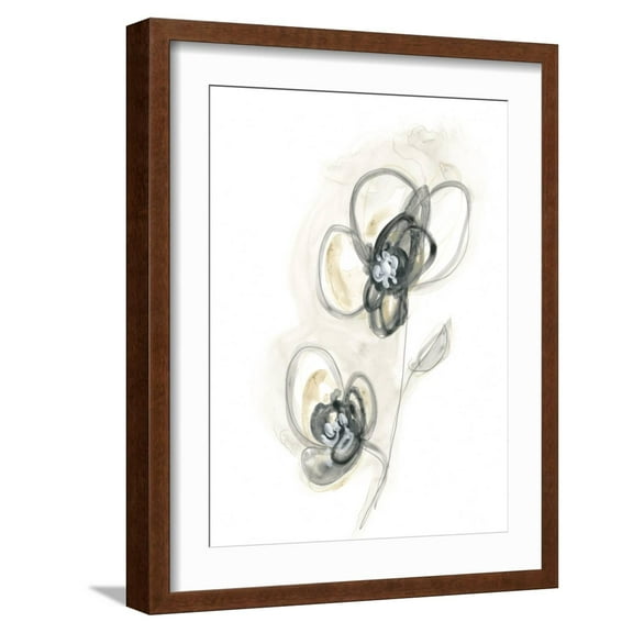 Art.com Monochrome Floral Study II Art Print by June Vess, Brown Frame Wall Art, 17" x 21"