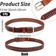 thumbnail image 2 of Genuine Leather Casual Woven Belt 1.36 Inch Wide Solid Strap Waistband with Single Prong Buckle Cowhide Leather Adjustable Waist Belt, 2 of 9