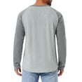 thumbnail image 3 of Camisetas de manga larga Raglan para hombres INSPIRE CHIC, estilo casual, tipo Henley, 2XL, gris, 3 of 6