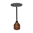 thumbnail image 2 of Laddha Home Designs Handcrafted Round Marble Top End Table - 22" - Black and Brown, 2 of 6