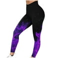 thumbnail image 4 of Save for Spring AXXD Purple Workout Leggings Women Summer Flame Printed Leggings Fitness Running Tight Yoga Pants, 4 of 6