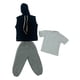 thumbnail image 2 of Sudadera con capucha y pantalones cortos para hombre, 3 unidades, escala 1/6, hecha a mano, para muñecas en miniatura capucha negra, 2 of 9