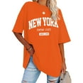 thumbnail image 2 of Summer Tops for Women Sweatshirt Half Sleeved Long Shirt Vintage New York Letter Print Casual T Shirts for Women Orange L, 2 of 4