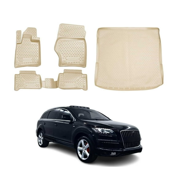 Custom Floor Mats & Cargo Liners for Audi Q7 2007-2015 Beige 5 Pcs