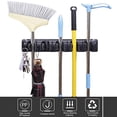 thumbnail image 3 of Broom Holder Wall Mount - Self Adhesive Mop Broom Rack Stainless Steel Wall Utility Racks and Hooks for Laundry, Kitchen, Garden, Garage Organizing Black, 3 of 6