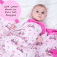 thumbnail image 2 of LollyBanks Ruffle Baby Girl Blanket, Organic Cotton Muslin Crib Quilt, 40 x 36 in, Pink Golf Print, 2 of 8