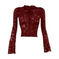 thumbnail image 5 of OSOLU Women Solid Color V-Neck Lace Long Sleeve Tops Elegant Slim Fit Blouse For Casual Or Formal Wear Shirts Leisure Women Tops Dressy Casual, 5 of 9