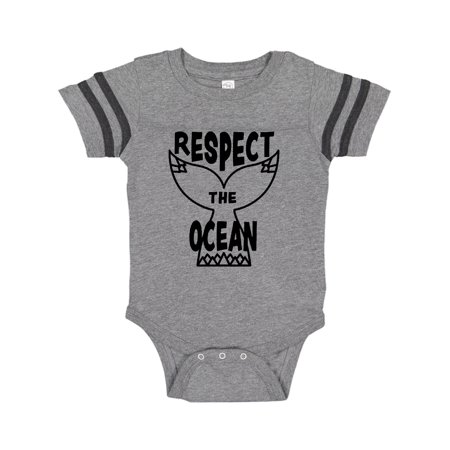 

Inktastic Respect The Ocean with Whale Tail Gift Baby Boy or Baby Girl Bodysuit