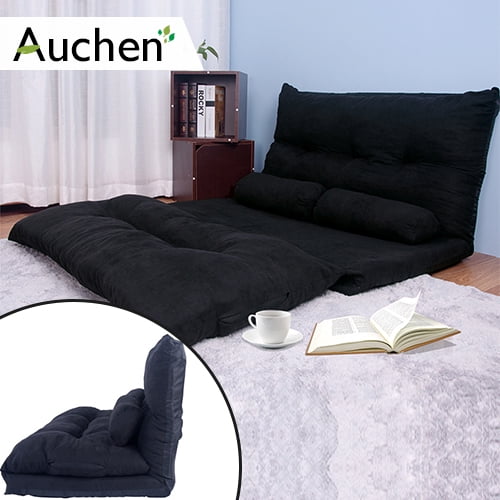 AUCHEN Fold Out Couch | Floor Sofa Bed Floor Chair, Adjustable Folding Futon Sofa, Video Gaming Sofa, Lounge Sofa With Two Pillows (Black) - Walmart.com - Walmart.com