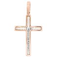 thumbnail image 3 of 10K Rose Gold Real Diamond Dome Cross Pendant 1.40" Unisex Pave Charm 1/4 CT., 3 of 6