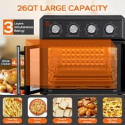 Plum Chef 27.5QT Air Fryer Toaster Oven Combo, 7-in-1 Convection Countertop Oven with 360° Air Circulation, 1700W, Black