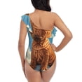 thumbnail image 5 of Cauagu Sunshine Cloud Bulldog Print Women's Sexy One Piece Swimsuits One Shoulder Ruffle Tummy Control Bathing Suit Slimming Swimwear-X-Large, 5 of 6