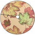 thumbnail image 1 of FMSHPON Leaves Pattern Watercolor Xmas Christmas Tree Skirt Stand Mat for Holiday Party Decoration Indoor Outdoor 48 inches, 1 of 3