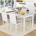 thumbnail image 3 of MIERES Marble Dining Table Set for 4, Faux Marble Kitchen Table and Chairs Set, Rectangle Dining Table with 4 Leather Dining Chairs, 5 Pieces Dinette Sets for Breakfast Nook, Apartment, White, 3 of 8