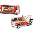 thumbnail image 2 of 1984 Freightliner FLA 9664 Tow Truck Orange and White with Brown Graphics 1/43 Diecast Model Car by Greenlight, 2 of 2