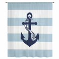 thumbnail image 2 of Aqua Stripe Nautical Sheer Curtains 72 Inches Long, Navy Blue Anchor Summer Coastal Light Filering Curtains, Breathable Simi Curtain Privacy Drapes for Living Room Bedroom Window Treatment, 2 of 9