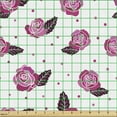 thumbnail image 2 of Ambesonne Romantic Fabric by the Yard Upholstery, Rose Motifs with Dots Art, 2 Yards, Pink Dark Magenta, 2 of 5
