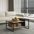 thumbnail image 2 of Homooi Modern Wood and Metal Coffee Table with Storage, Oak/Black, 2 of 6