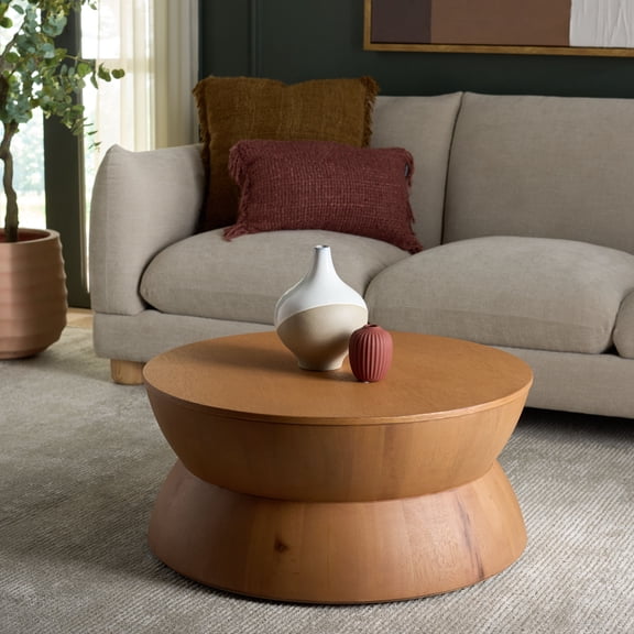 Safavieh Alecto Round Wood Modern Coffee Table, Light Natural