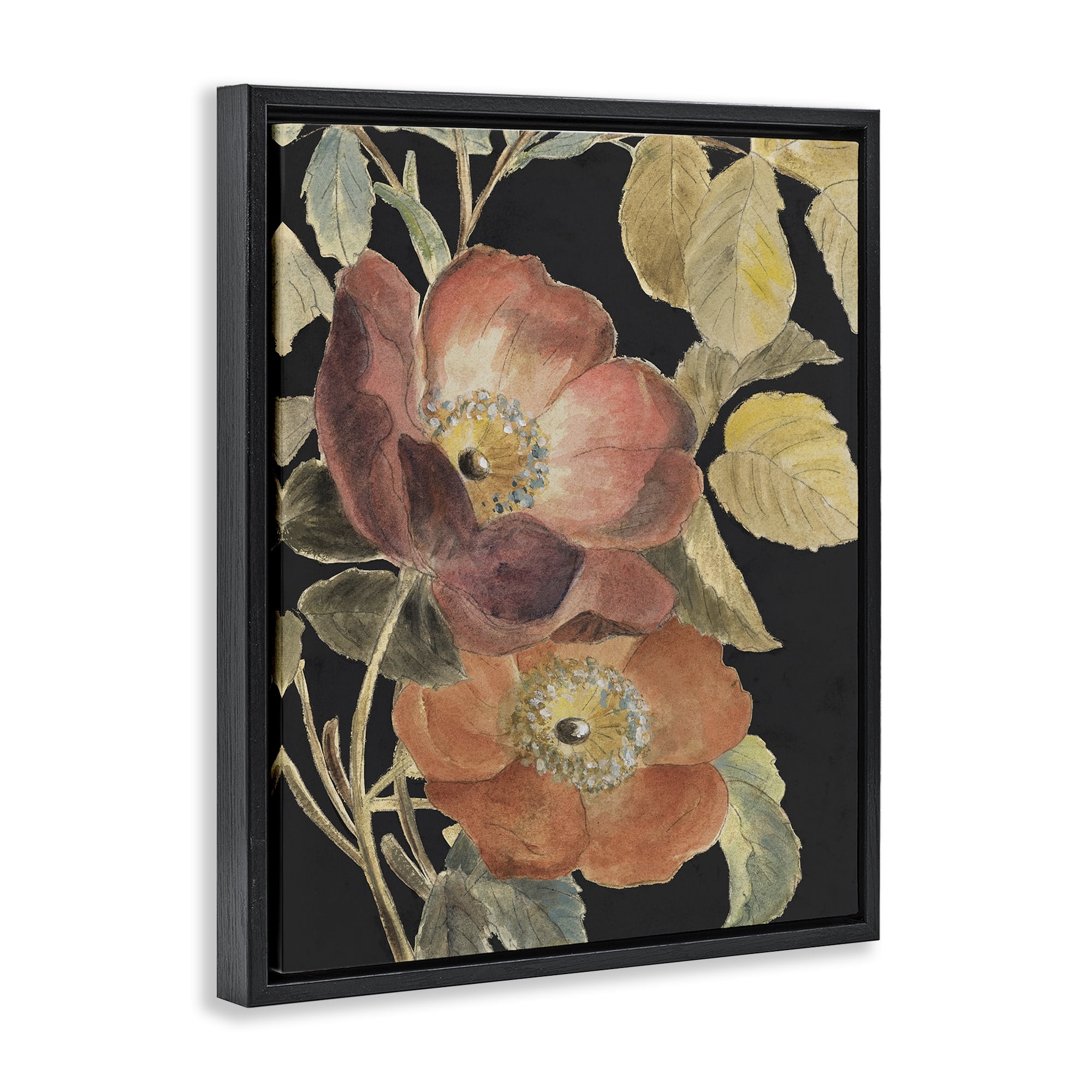 Stupell Industries Red Flower over Black Black Framed Floater Canvas Wall Art, design by Lanie Loreth