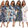 thumbnail image 4 of WOLLED Womens V-neck Robe Fall Winter Bathrobe with Pockets Printed Zipper Sleepwear Women's Long-Sleeved Nightgowns S-XXL, 4 of 9