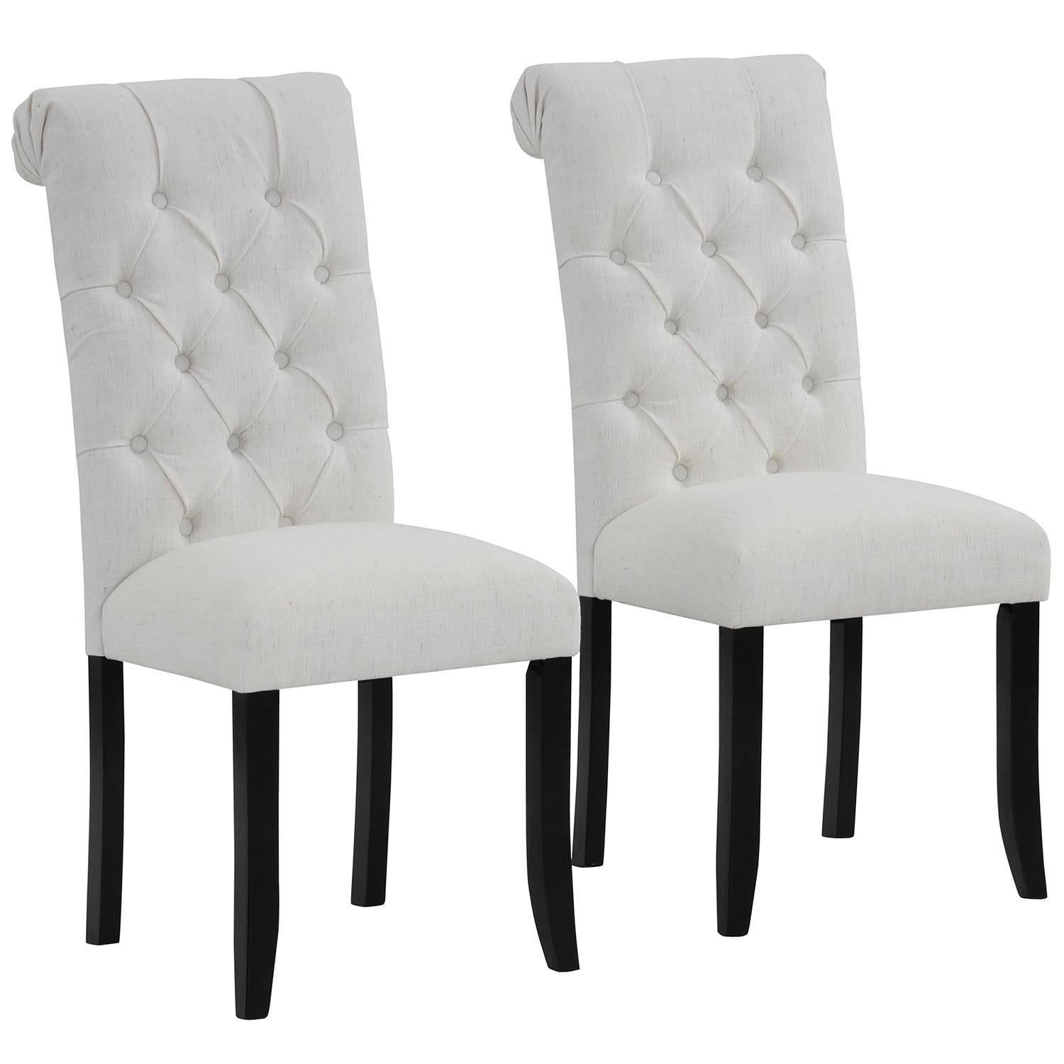 Roundhill Furniture Habit Solid Wood Tufted Parsons Dining Chair (Set