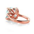 thumbnail image 2 of Gem Stone King 18K Rose Gold Plated Silver Sky Blue Simulated Aquamarine Engagement Ring for Women (10.98 Cttw, 14MM Cushion, Size 5), 2 of 3