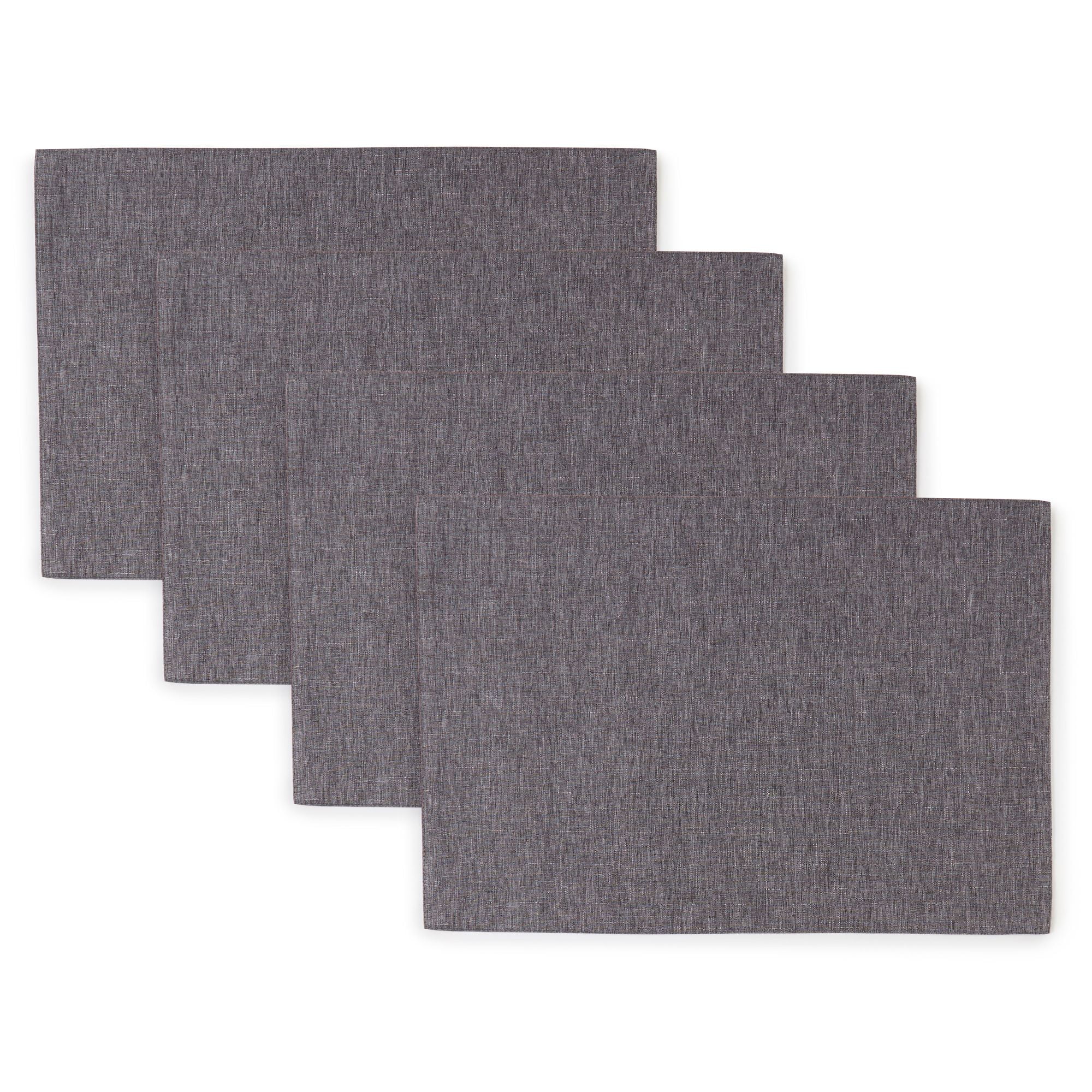 TOWN & COUNTRY LIVING Somers Reversible Placemat 4-Pack Set, Charcoal Grey, 13"x17.5"