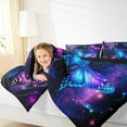 thumbnail image 4 of Homewish 3D Butterfly Galaxy Starry Night Pink Black Blue Queen Comforter Set, Reversible Luxury Girls Kids Bedding, 3pcs, 4 of 8