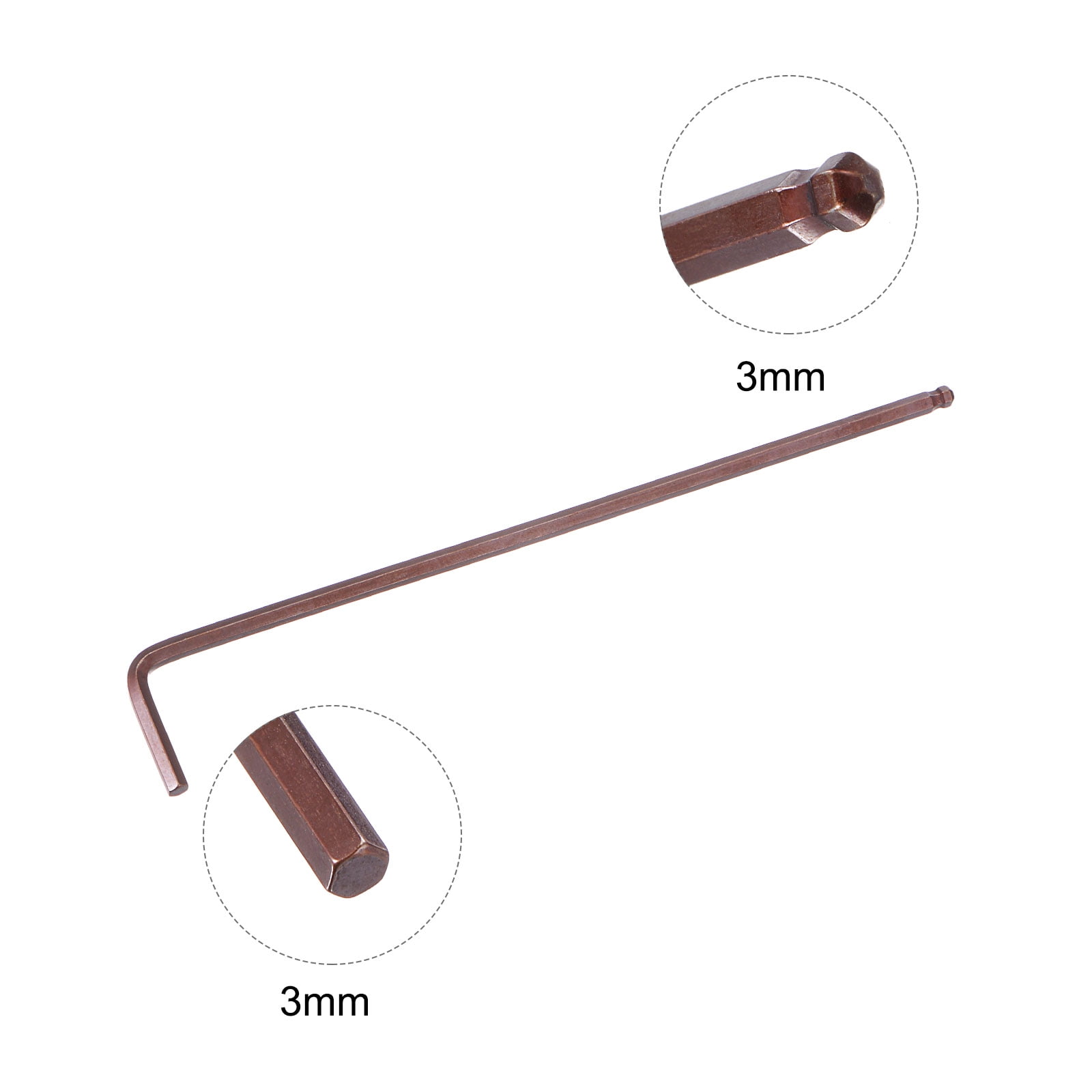 Unique Bargains Ball End Hex Key Wrench L Shaped S2 Steel Repairing Tools Metric 3mm 2Pcs