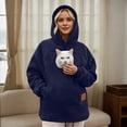 thumbnail image 2 of BOOMNY Women's Pet Cat Dog Pouch Fleece Hoodies Solid Pullover Hoodie for Women Trendy Casual Warm Kitten Puppy Pouch Hooded Sweatshirts With Pocket, 2 of 6