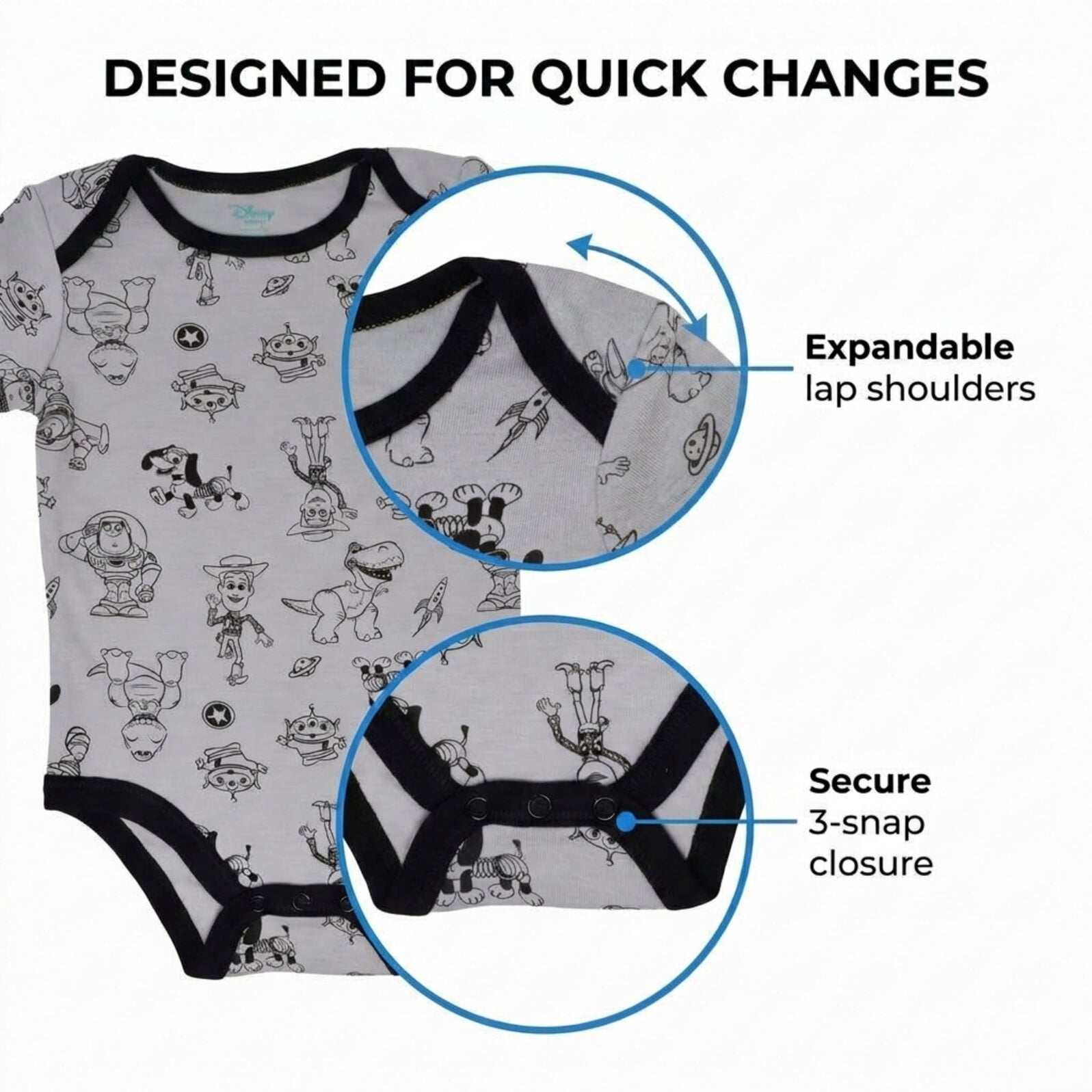 Disney Toy Story Baby Boys' 5-Pack One Piece Bodysuits Red Green Grey Multi