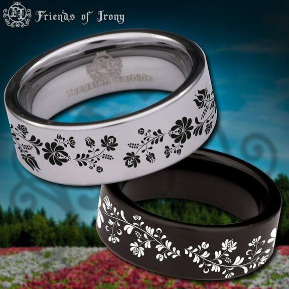 Flower Tungsten Carbide Ring