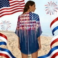 thumbnail image 6 of JULMCOMO American Flag Lightweight Cardigans for Women Red White Blue Half Sleeve Independence Day Kimono Cover Ups Summer Tops Dark Blue L, 6 of 6