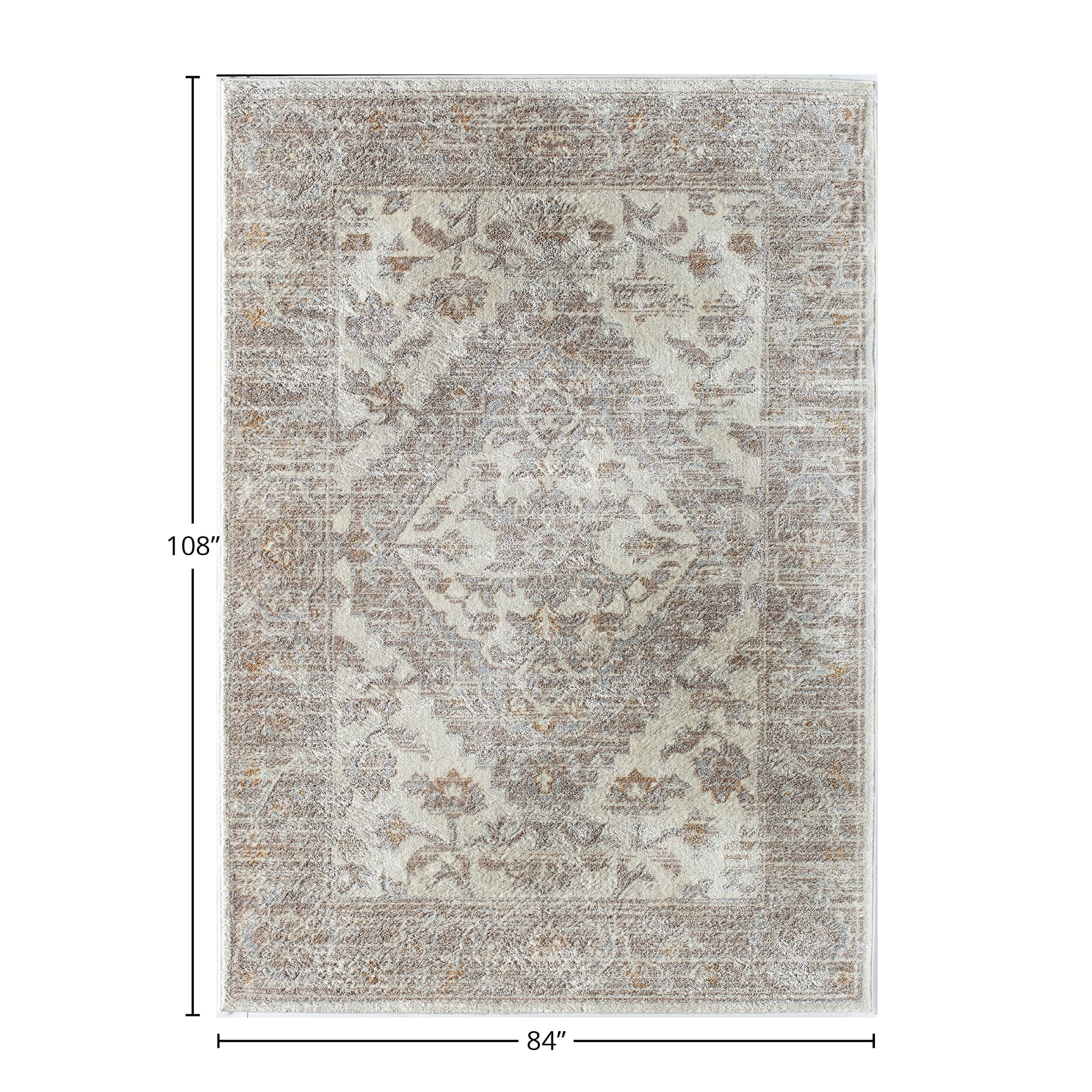 Rugs America Leopold LX30A WhiteWash Oriental Transitional Cream Area Rug, 7' x 9'