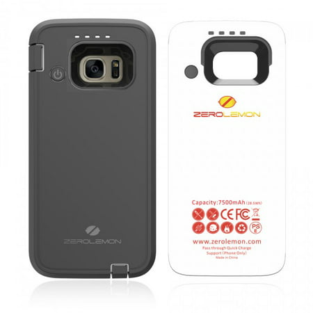 ZeroLemon Samsung Galaxy S7 7500mAh Rugged Battery Case with Soft TPU Full Edge Protection-Black(NOT FOR THE SAMSUNG GALAXY S7 (Best S7 Battery Case)
