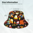 thumbnail image 3 of Yiaed Construction Truck Print Reflective Stripe Bucket Hat Unisex Funny Outdoor Fisherman Cap Beach Sun Hat, 3 of 5
